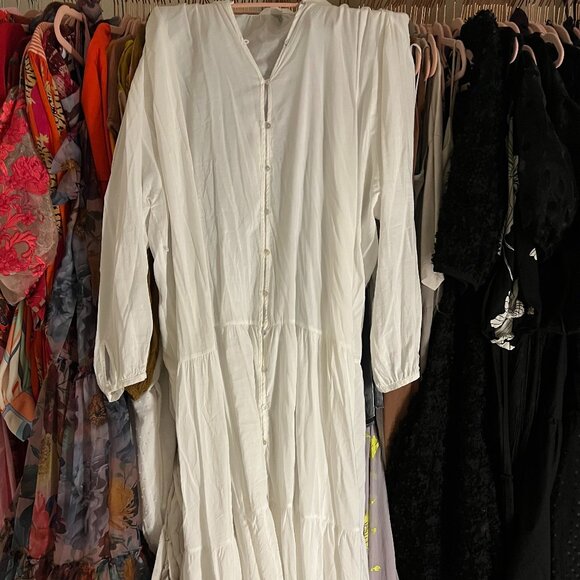 H&M Dresses & Skirts - H&M White Maxi Dress – Oversized Tiered Silhouette